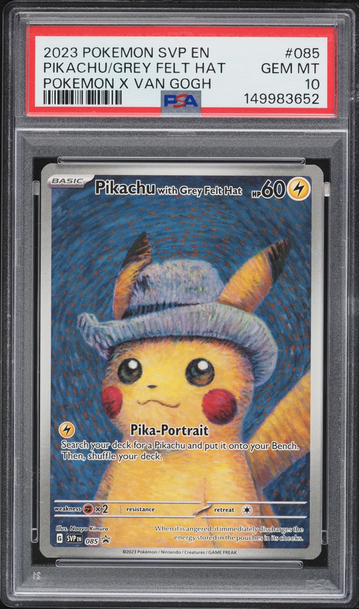 2023 Pokemon Scarlet & Violet Promo Van Gogh Pikachu With Grey Felt Hat #85 PSA 10 GEM MINT