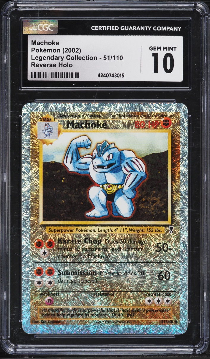 2002 Pokemon Legendary Collection Reverse Holo Machoke #51 CGC 10 GEM MINT