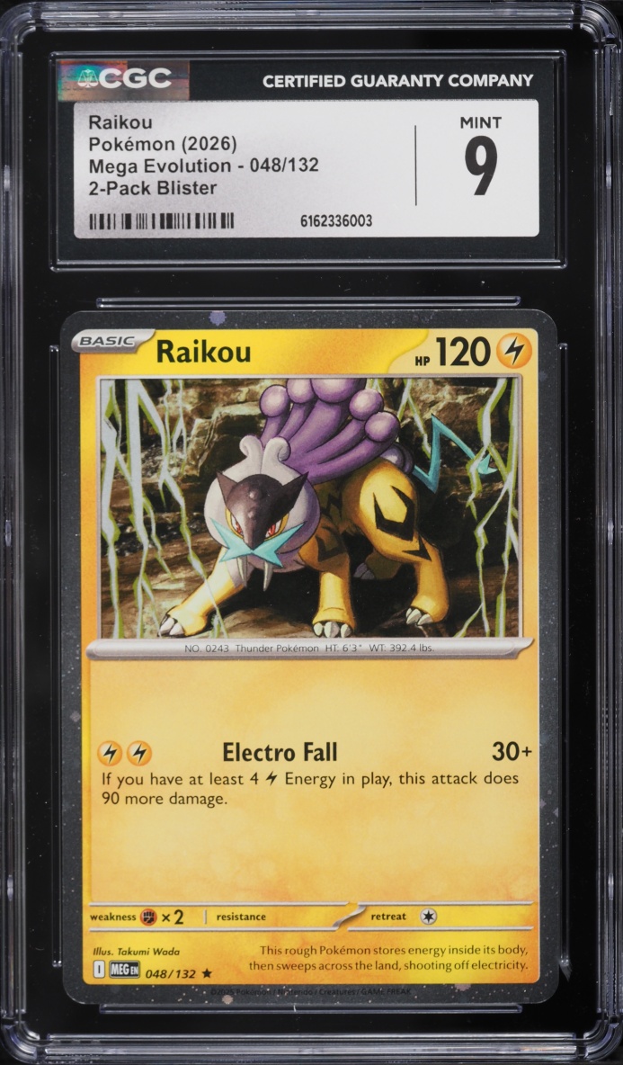 2026 Pokemon Mega Evolution Cosmos Holo Raikou #48 CGC 9 MINT