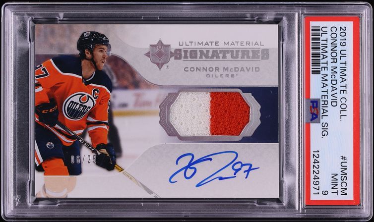 2019 Ultimate Collection Connor McDavid PATCH AUTO /25 #UMSCM PSA 9 MINT