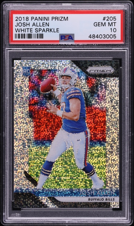 2018 Panini Prizm White Sparkle Josh Allen ROOKIE #205 PSA 10 GEM MINT