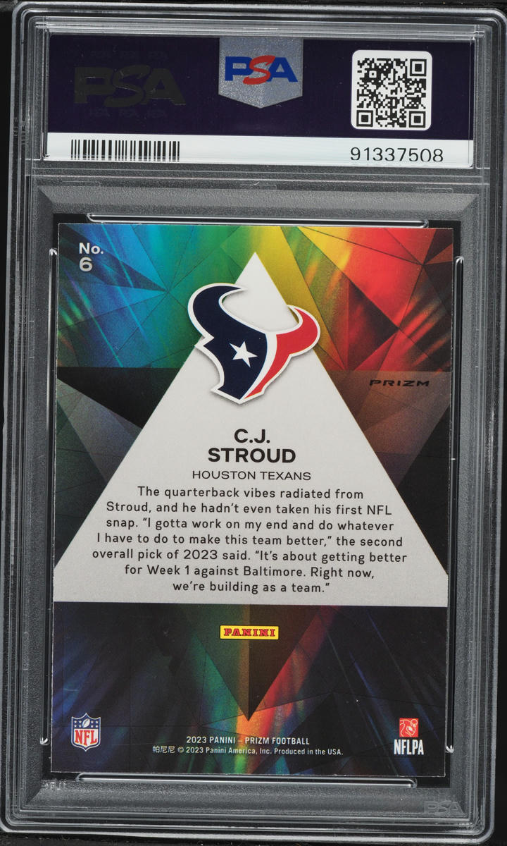 2023 Panini Prizm Prizmatic Green CJ Stroud ROOKIE #6 PSA 10 GEM MINT