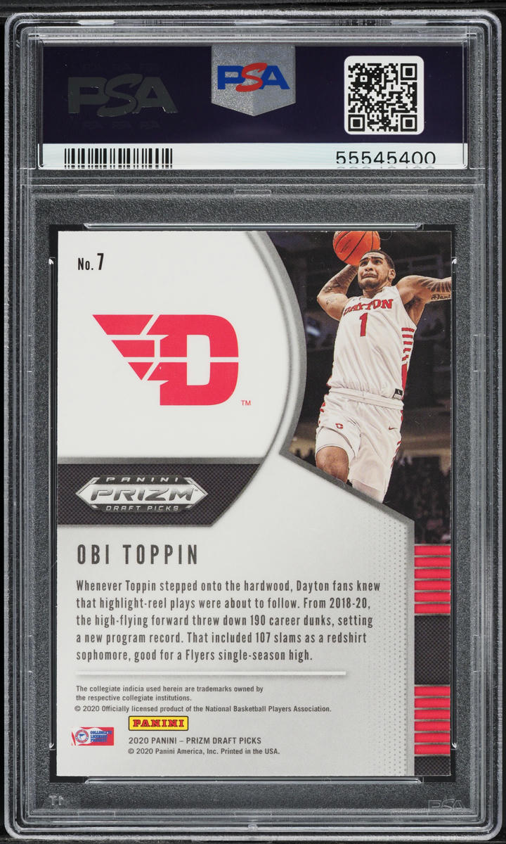 2020 Panini Prizm Draft Picks Obi Toppin ROOKIE #7 PSA 9 MINT