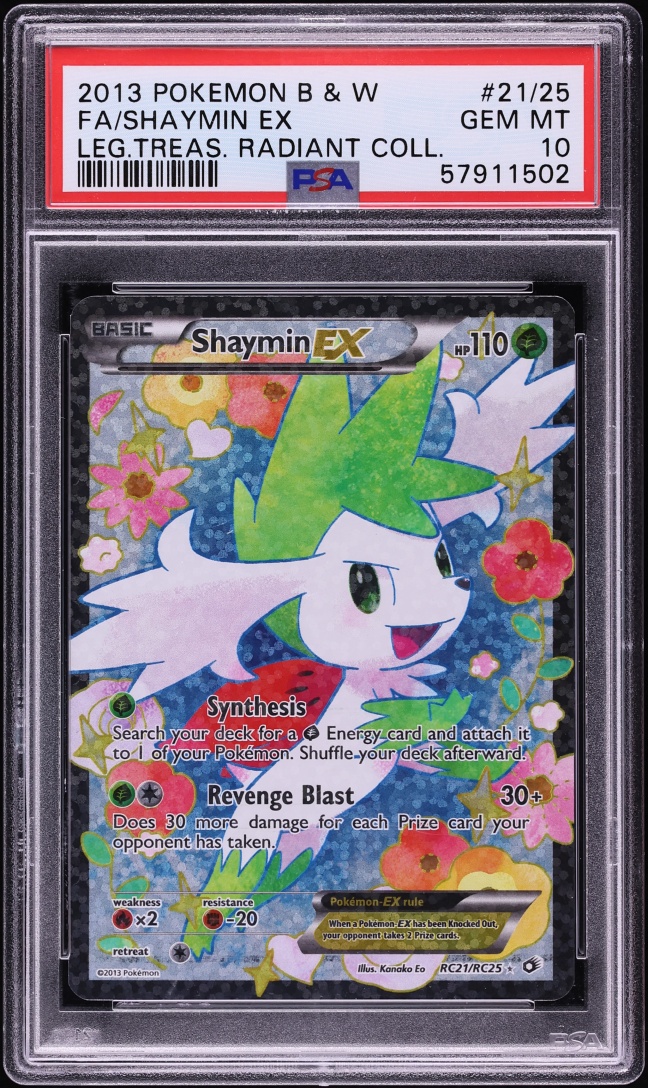 2013 Pokemon BW Legendary Treasures Radiant Collection Full Art Shaymin EX #21 PSA 10 GEM MINT