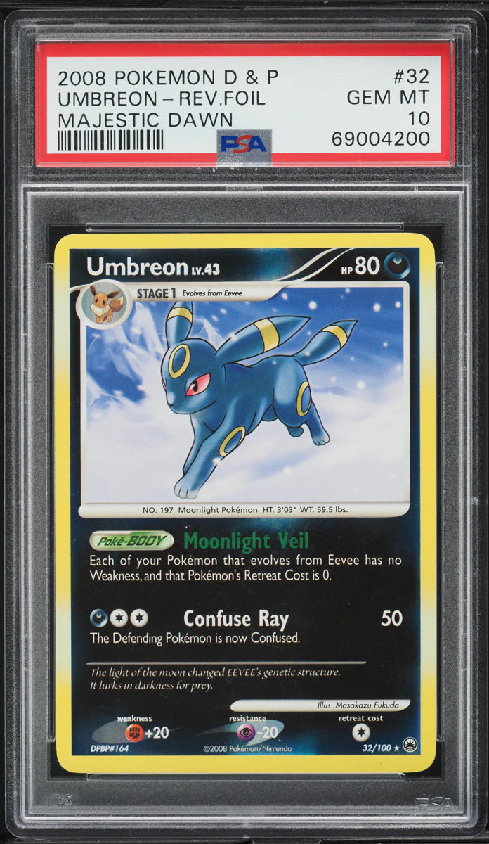 2008 Pokemon Diamond & Pearl Majestic Dawn Reverse Holo Umbreon #32 PSA 10 GEM