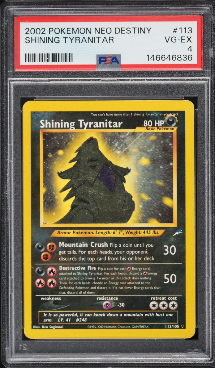 2002 Pokemon Neo Destiny Shining Tyranitar #113 PSA 4 VGEX