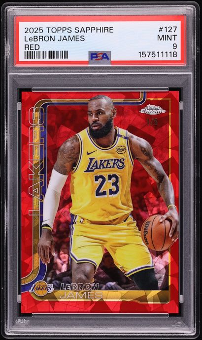 2025 Topps Chrome Sapphire Edition Red LeBron James 1/5 #127 PSA 9 MINT