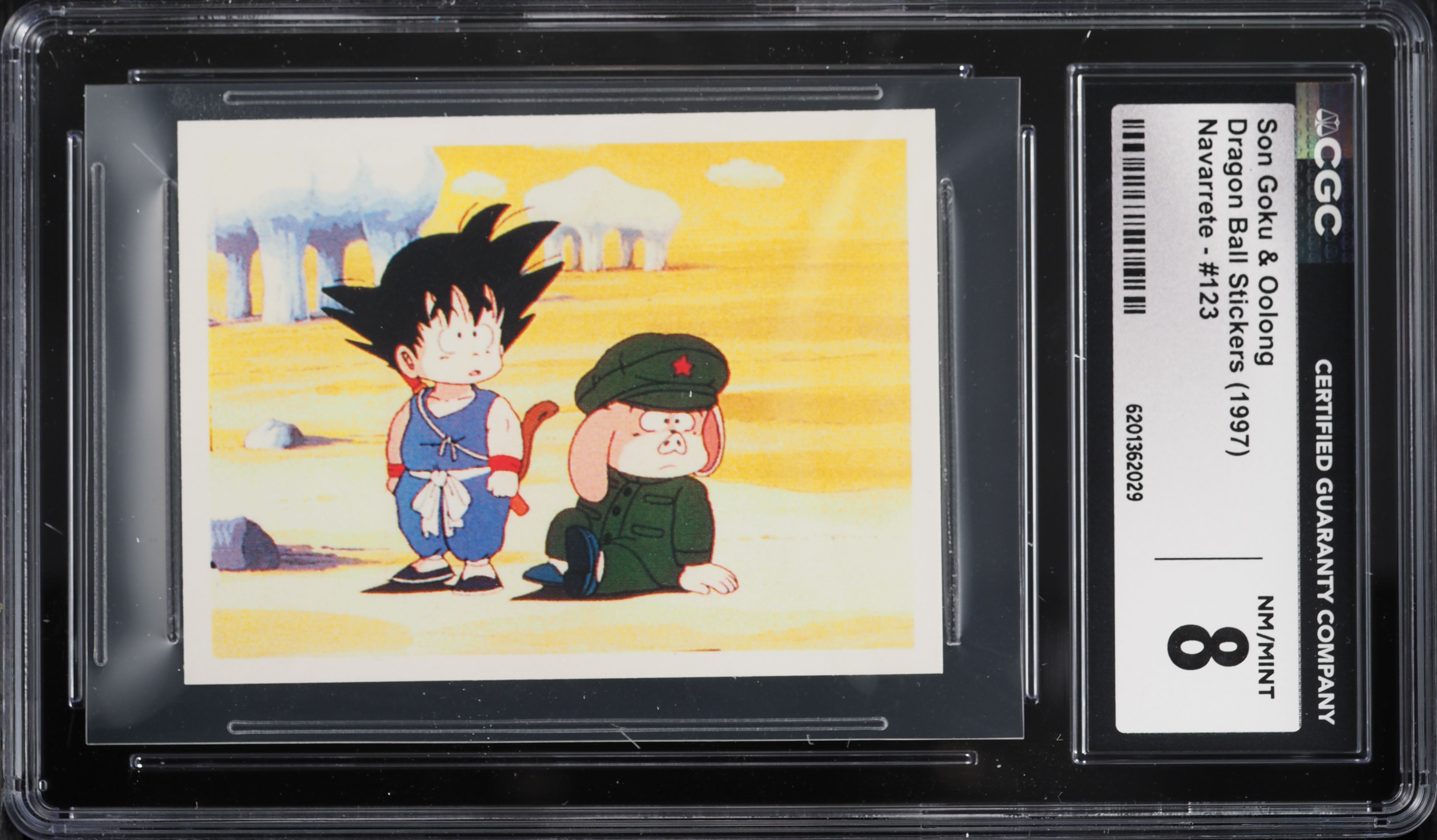 1997 Dragon Ball Navarrete Stickers Son Goku & Oolong #123 CGC 8 NM-MT
