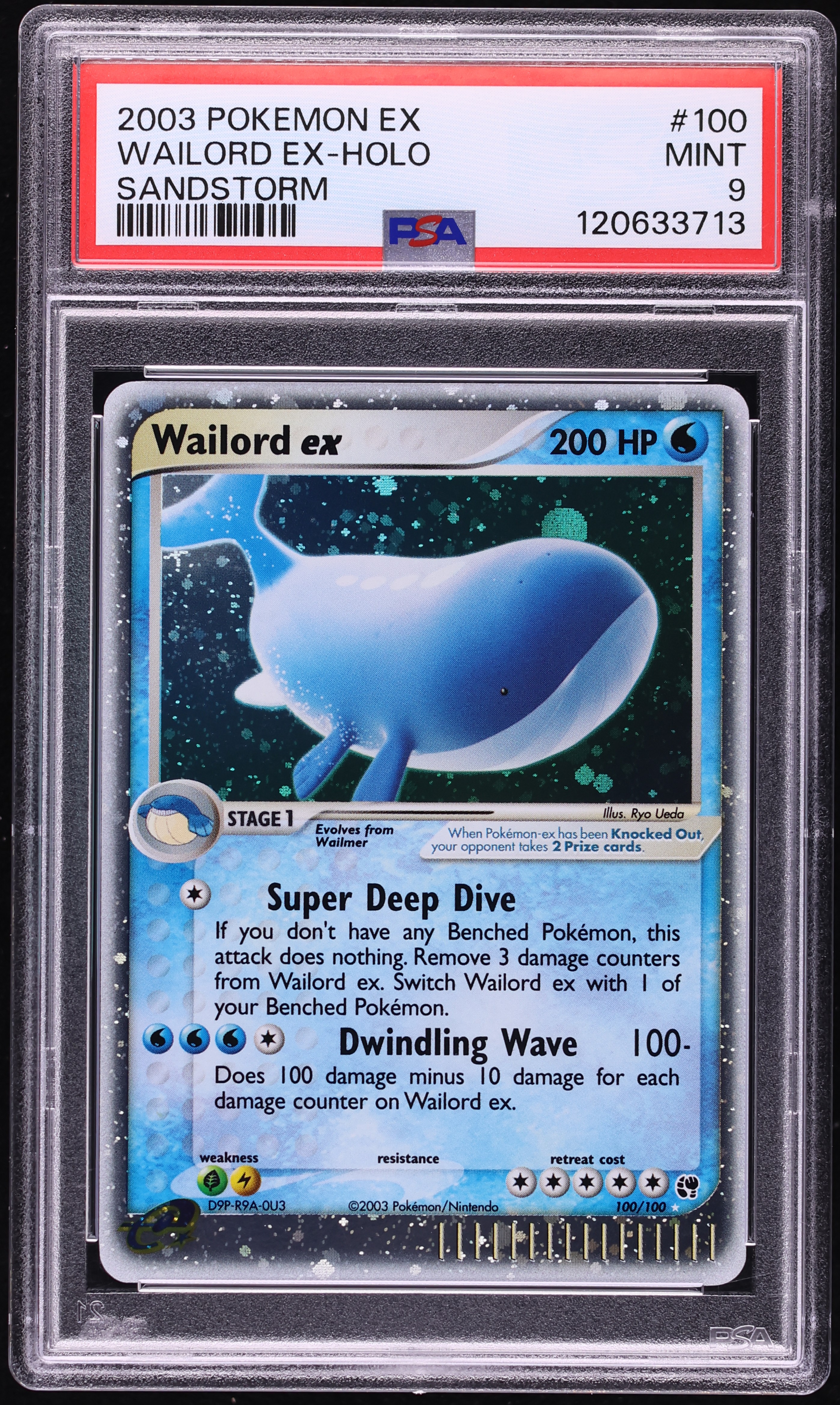 2003 Pokemon EX Sandstorm Holo Wailord EX #100 PSA 9 MINT