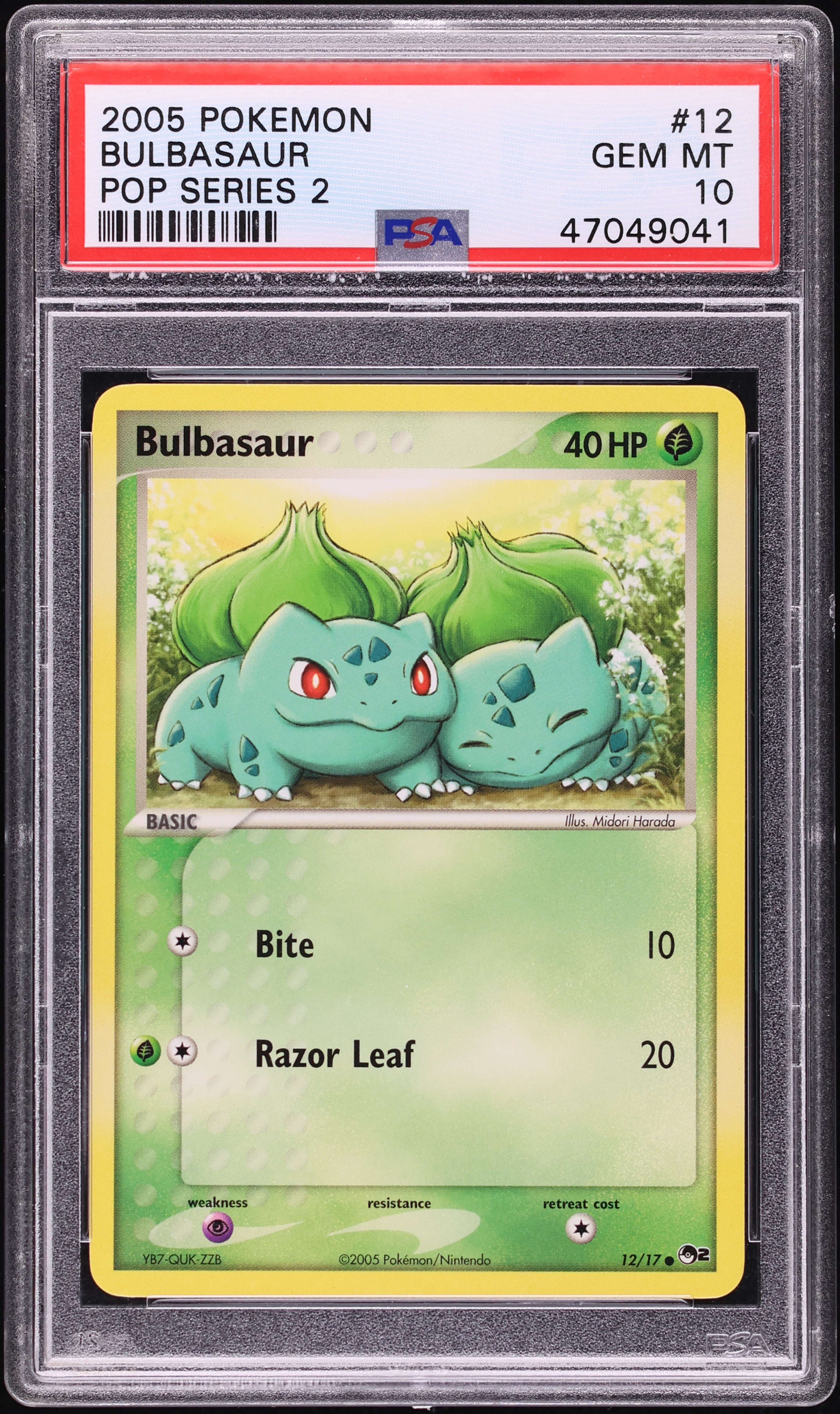 2005 Pokemon POP Series 2 Bulbasaur #12 PSA 10 GEM MINT