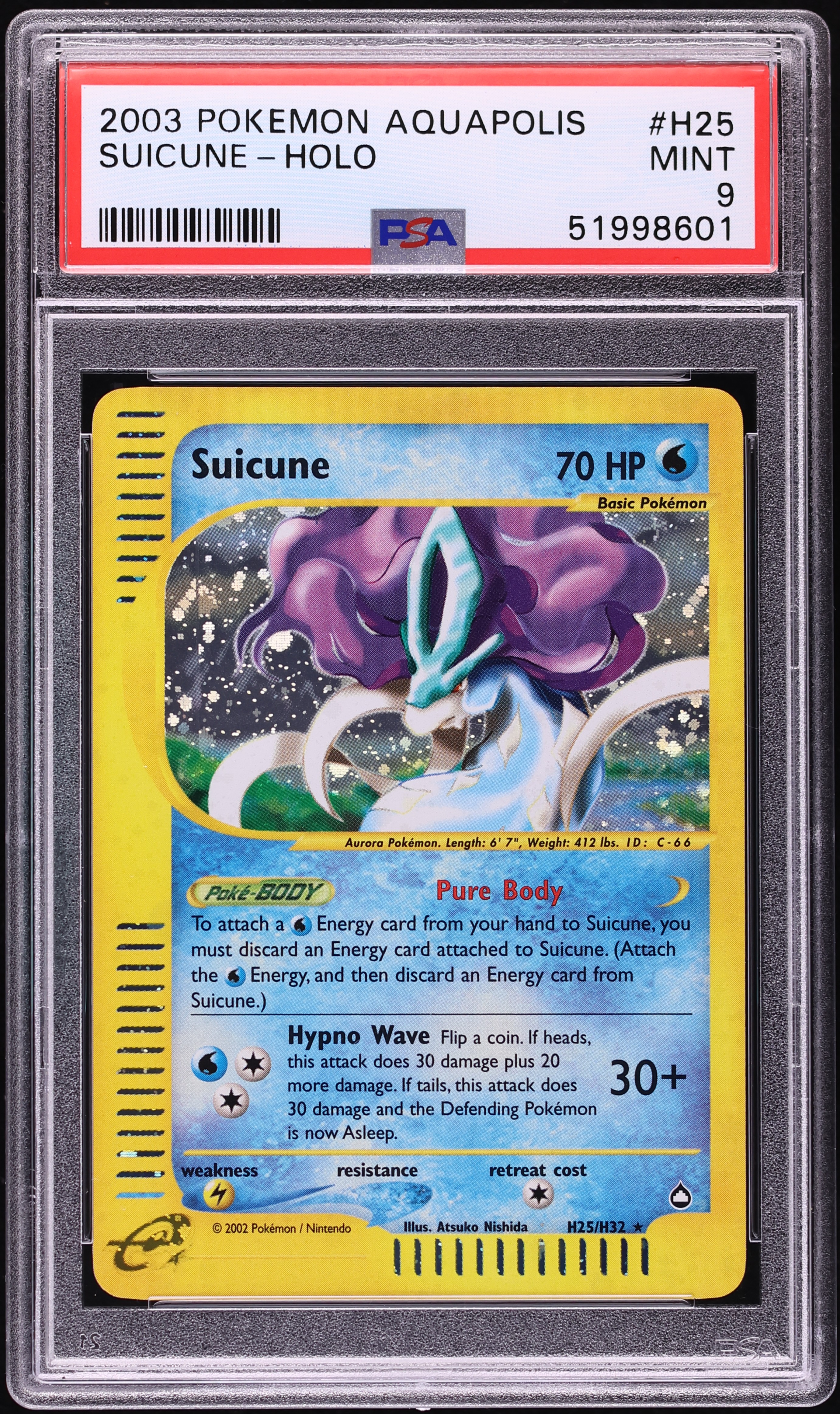 2003 Pokemon Aquapolis Holo Suicune #H25 PSA 9 MINT