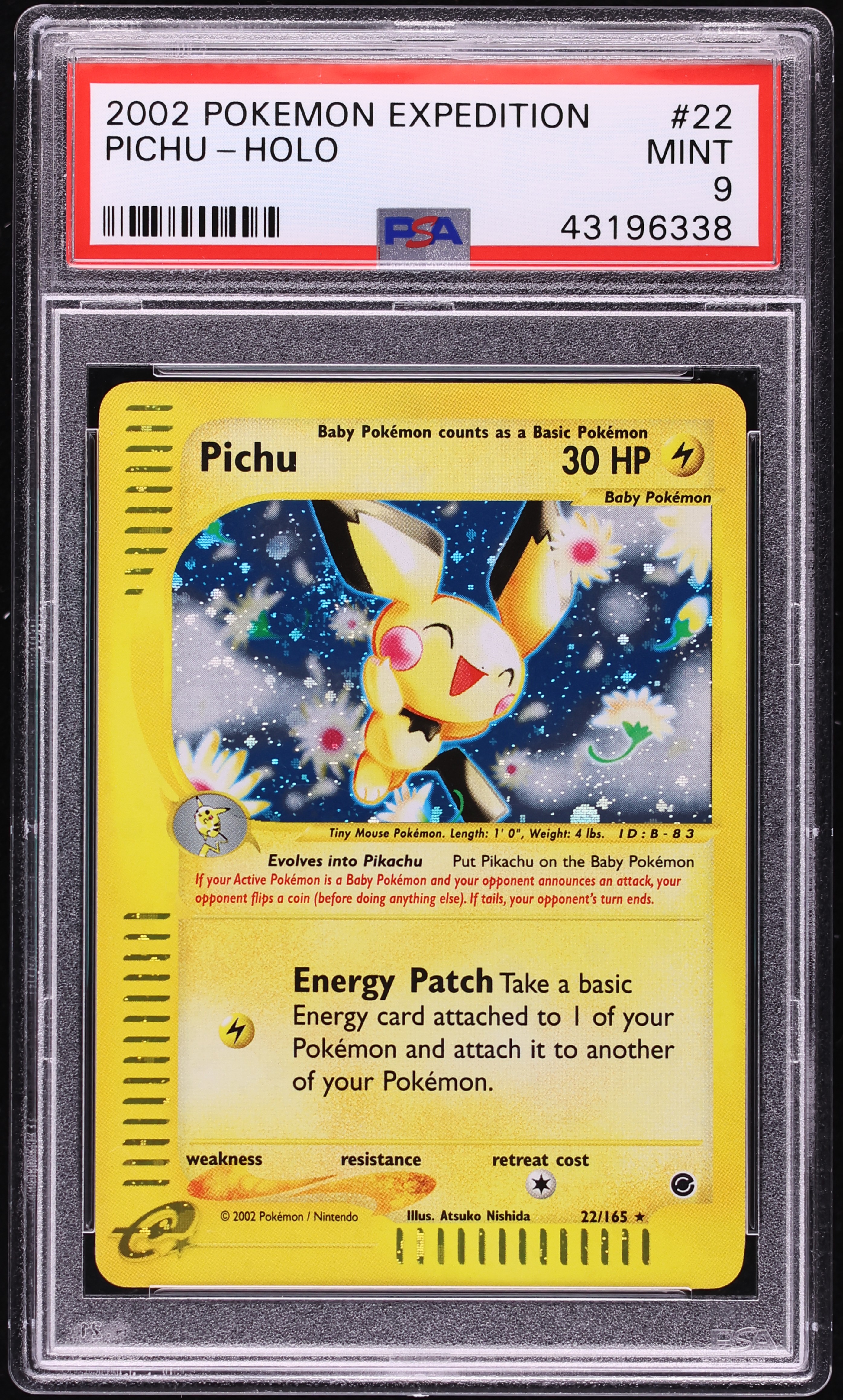 2002 Pokemon Expedition Holo Pichu #22 PSA 9 MINT