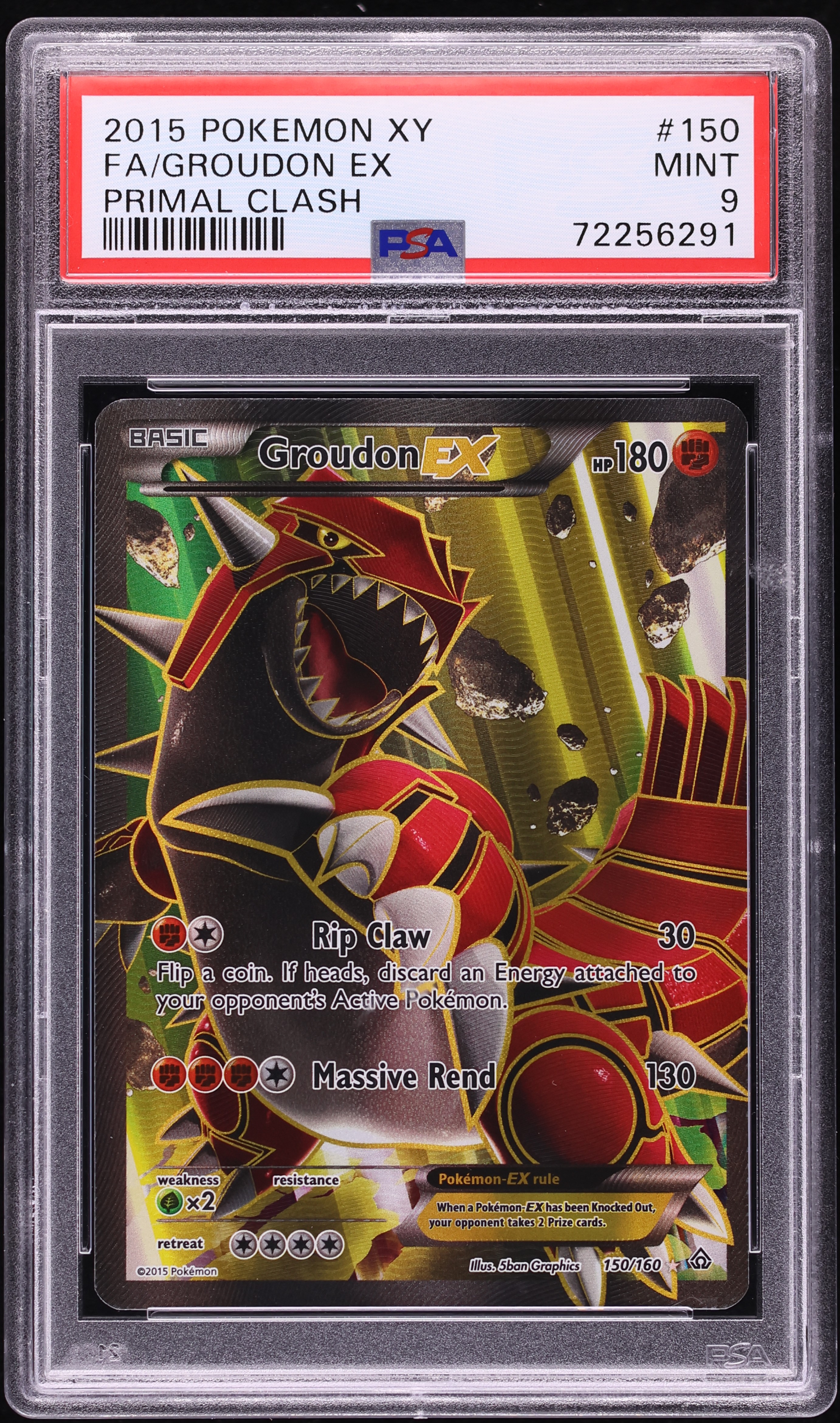 2015 Pokemon XY Primal Clash Full Art Groudon EX #150 PSA 9 MINT