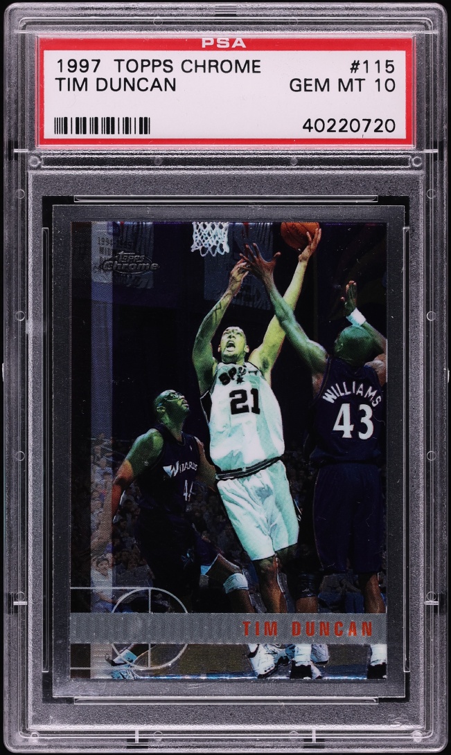 1997 Topps Chrome Tim Duncan ROOKIE #115 PSA 10 GEM MINT
