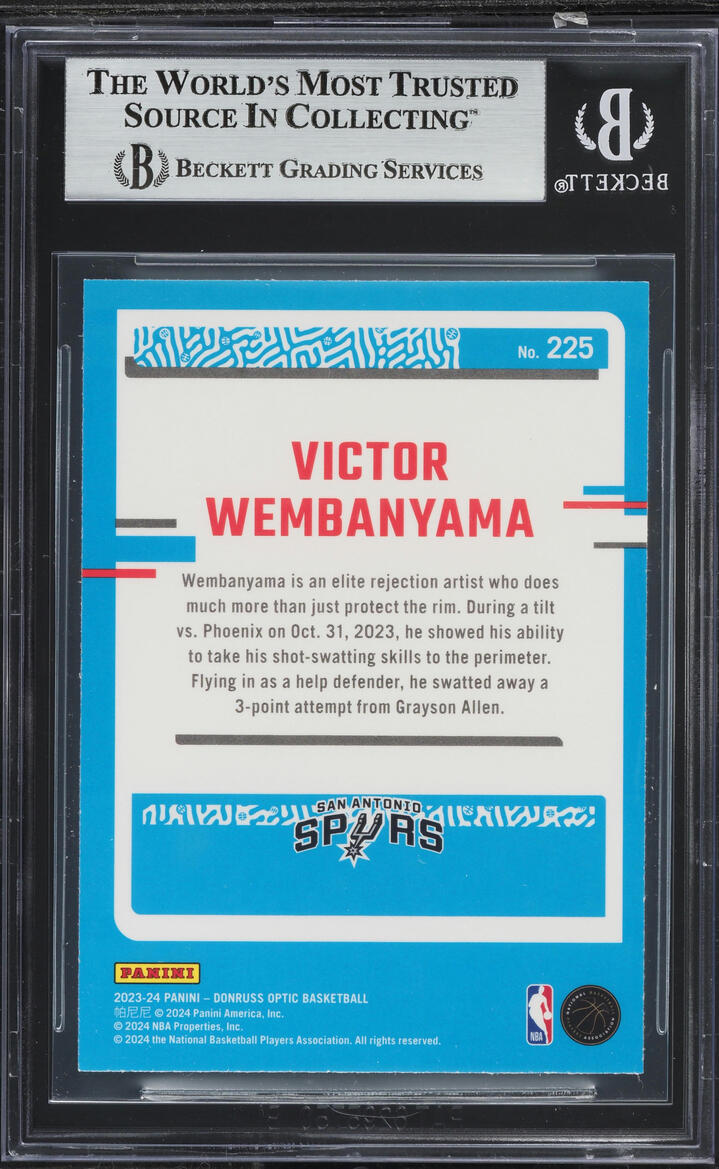 2023 Donruss Optic Victor Wembanyama ROOKIE #225 BGS 9 MINT