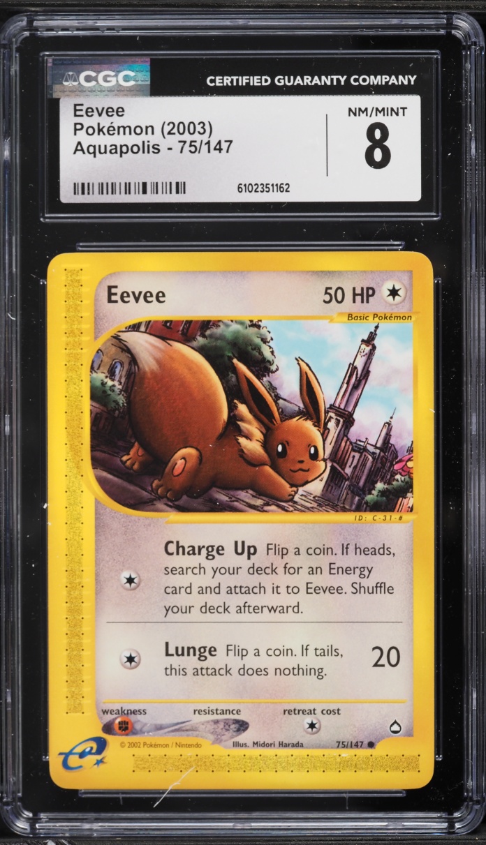 2003 Pokemon Aquapolis Eevee #75 CGC 8 NM-MT