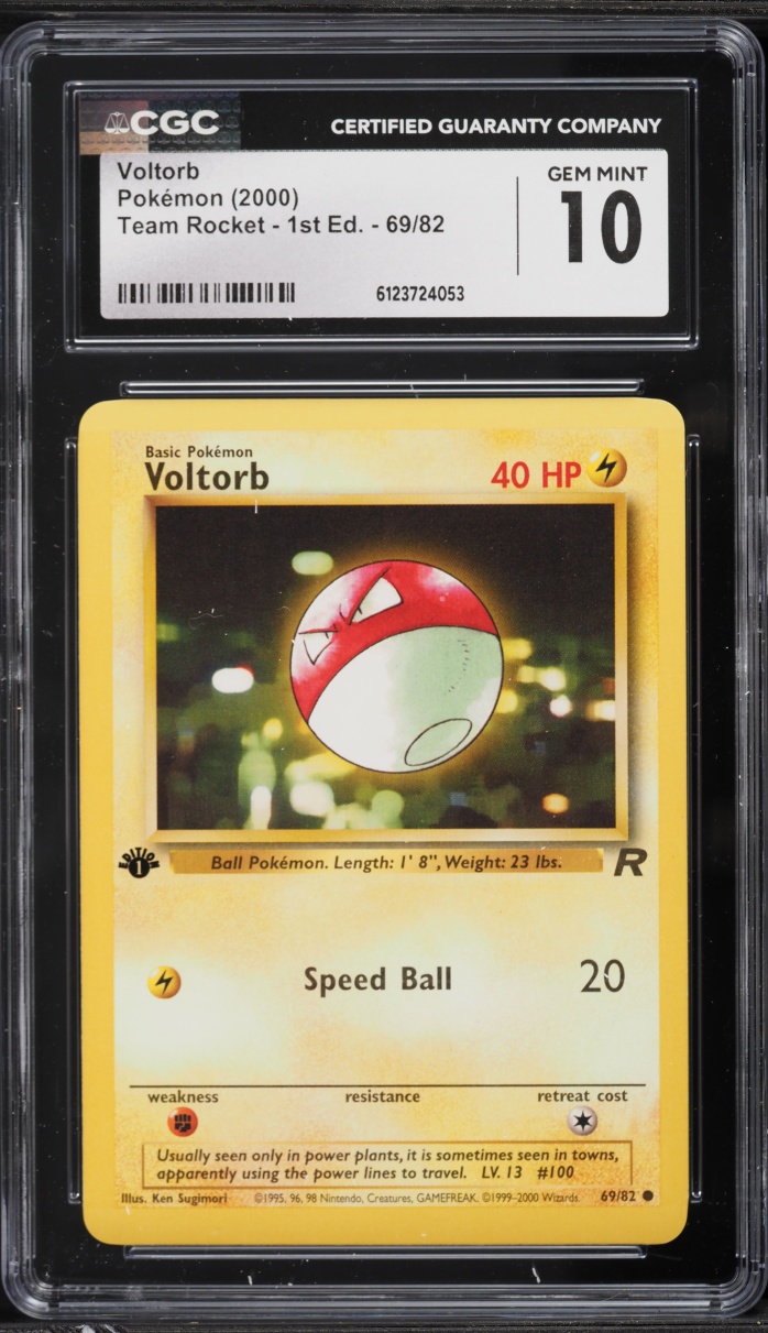 2000 Pokemon Team Rocket 1st Edition Voltorb #69 CGC 10 GEM MINT