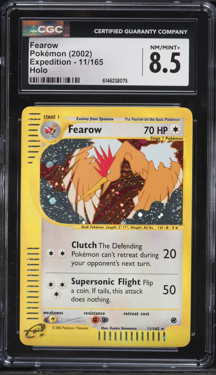 2002 Pokemon Expedition Holo Fearow #11 CGC 8.5 NM-MT+