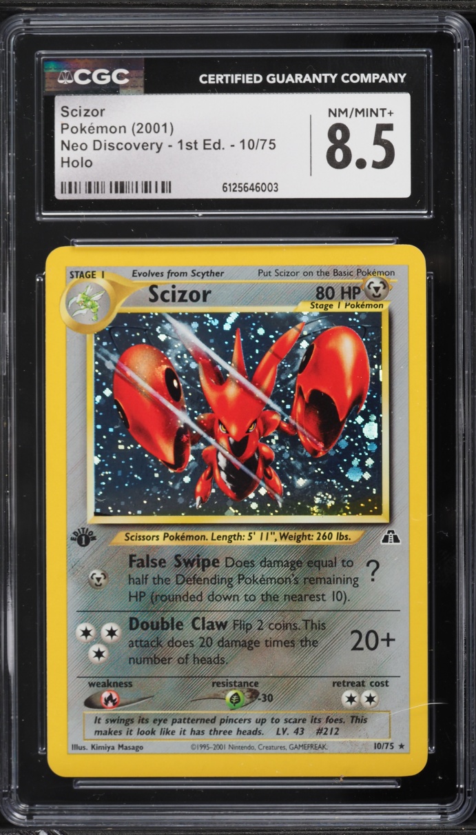 2001 Pokemon Neo Discovery 1st Edition Holo Scizor #10 CGC 8.5 NM-MT+