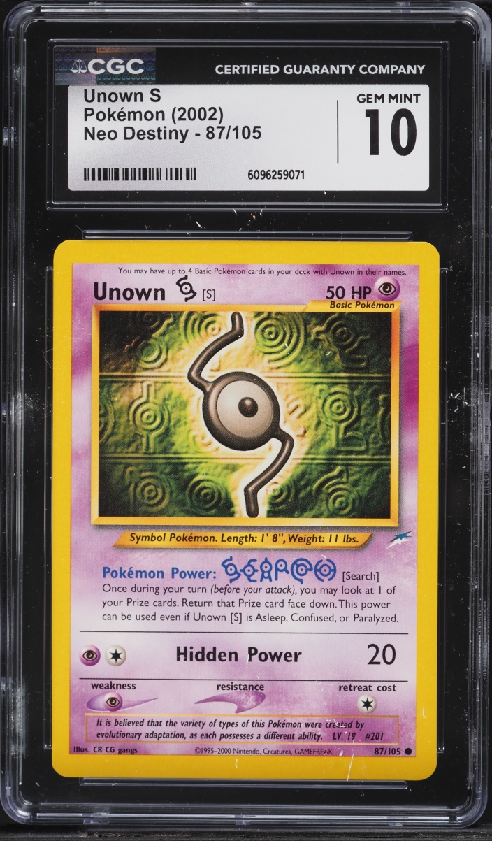 2002 Pokemon Neo Destiny Unown S #87 CGC 10 GEM MINT