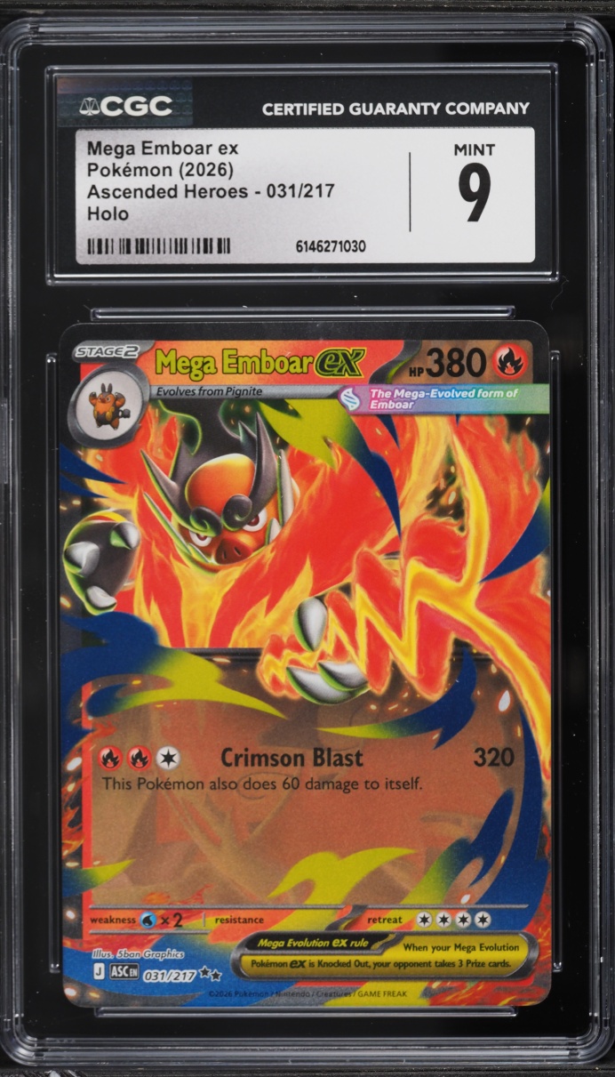 2026 Pokemon Mega Evolution Ascended Heroes Holo Mega Emboar ex #31 CGC 9 MINT