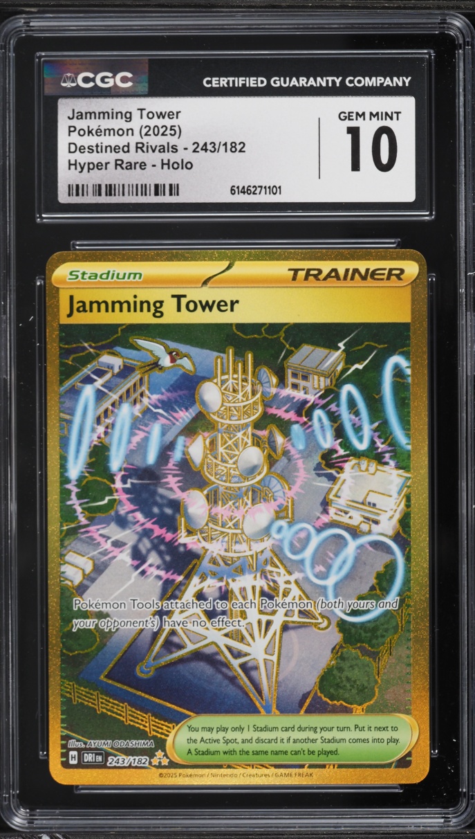 2025 Pokemon Scarlet & Violet Destined Rivals Gold Rare Jamming Tower #243 CGC 10 GEM MINT