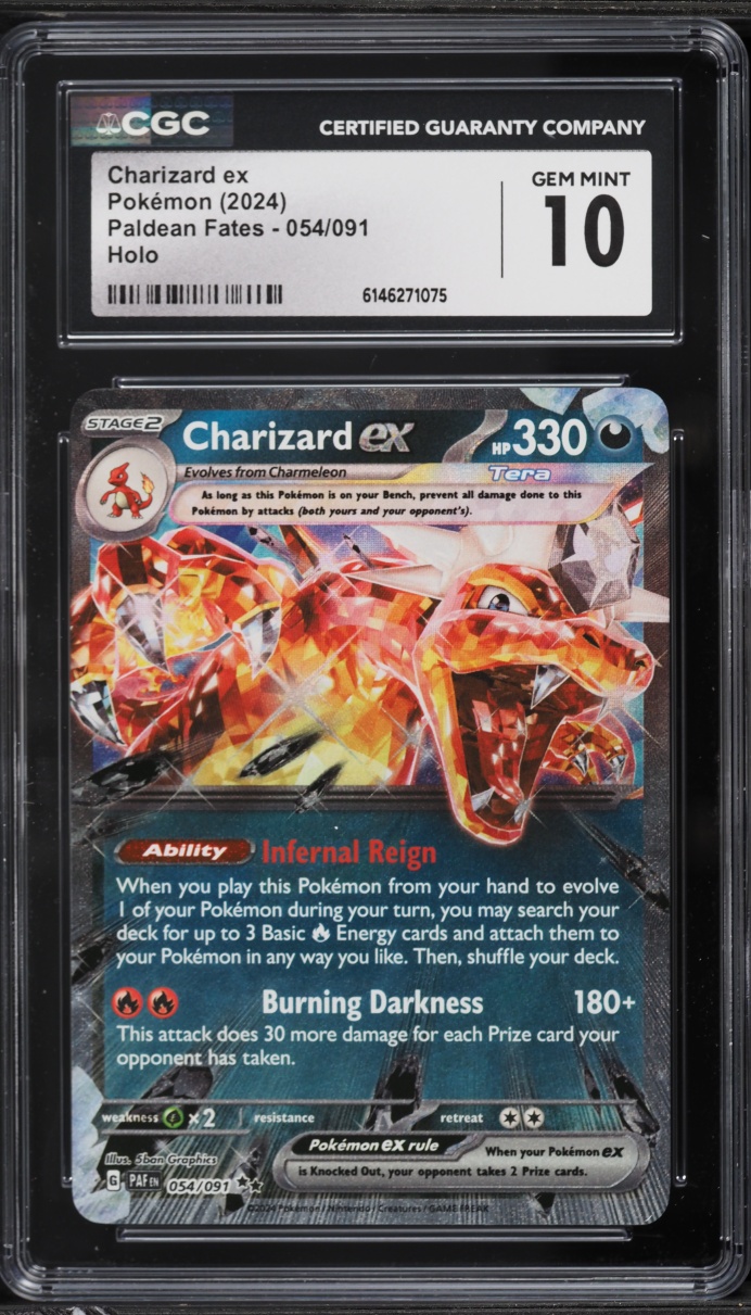 2024 Pokemon Scarlet & Violet Paldean Fates Holo Charizard EX #54 CGC 10 GEM MINT