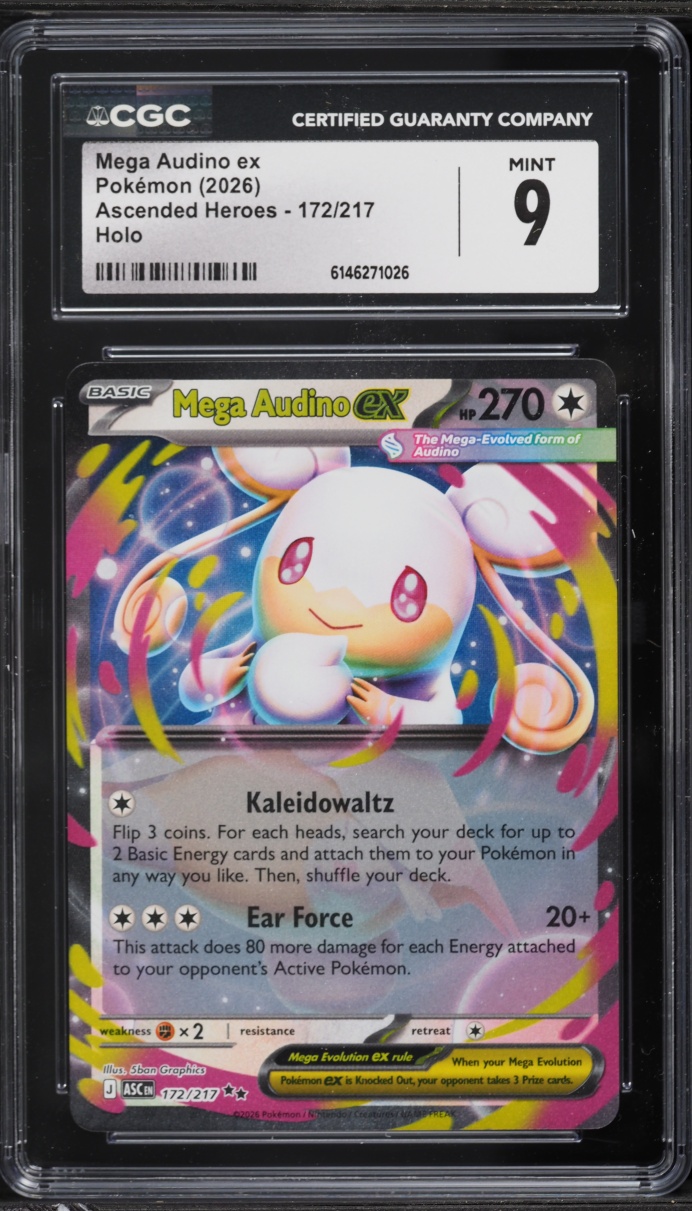 2026 Pokemon Mega Ascended Heroes Holo Mega Audino ex #172 CGC 9 MINT