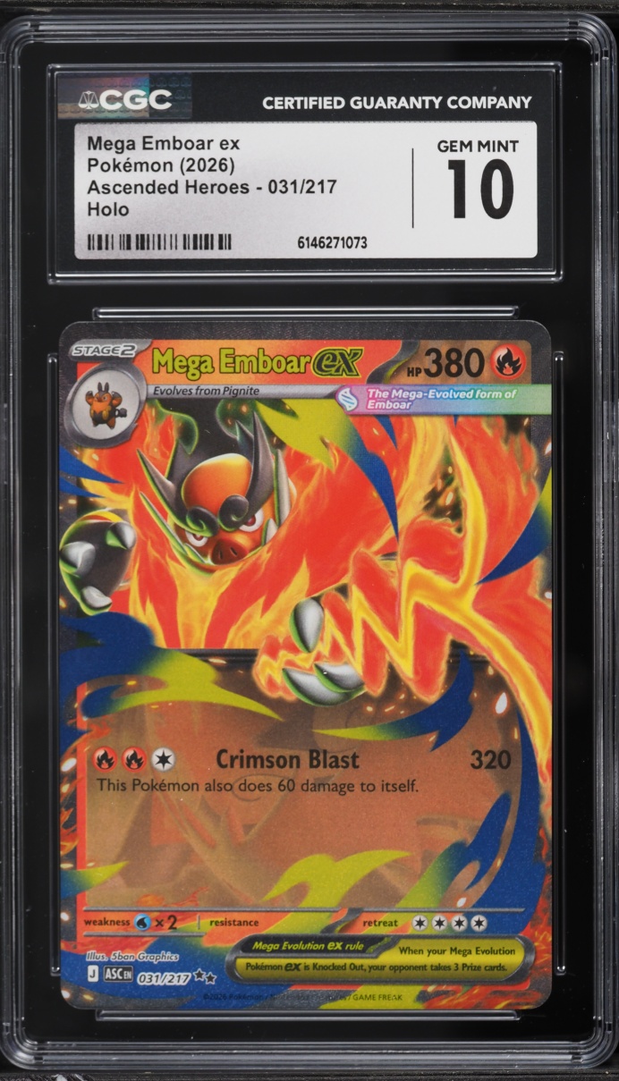 2026 Pokemon Mega Evolution Ascended Heroes Holo Mega Emboar ex #31 CGC 10 GEM MINT