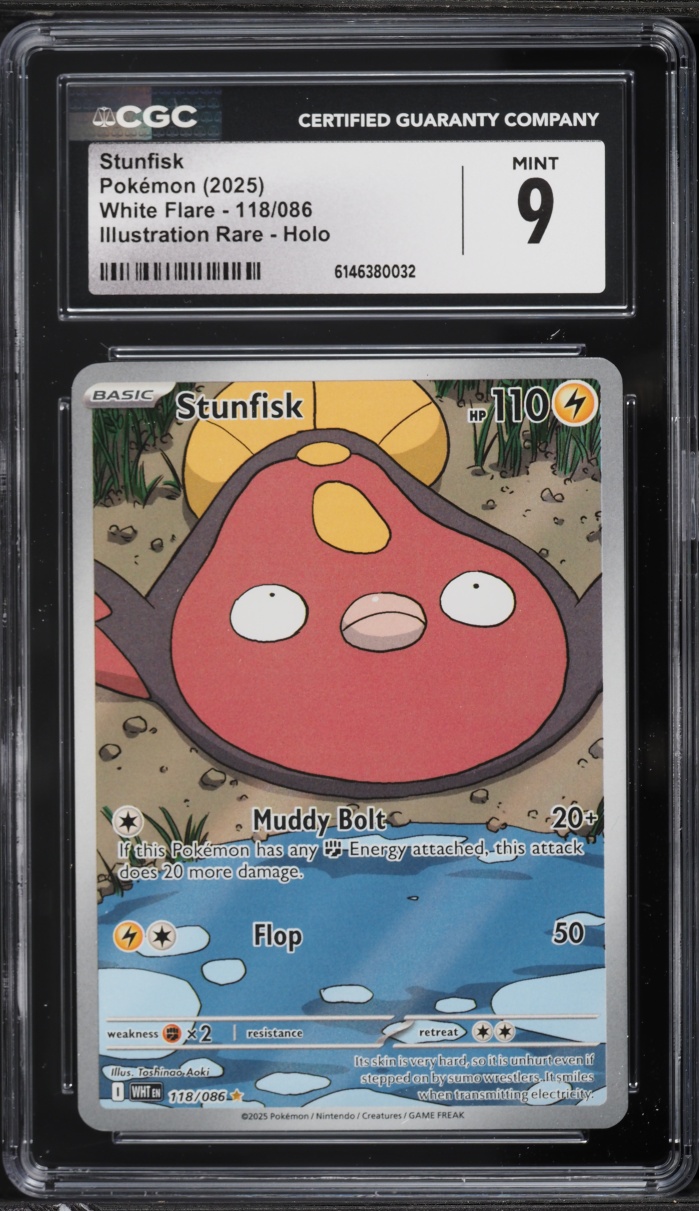 2025 Pokemon Scarlet & Violet White Flare IR Stunfisk #118 CGC 9 MINT