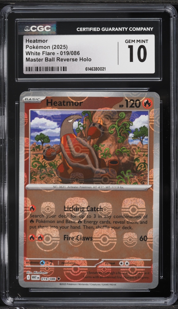 2025 Pokemon Scarlet & Violet White Flare Master Ball Reverse Holo Heatmor #19 CGC 10 GEM MINT