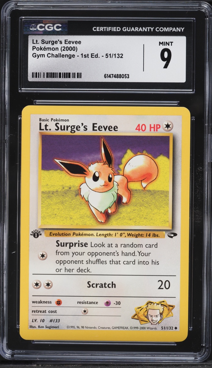 2000 Pokemon Gym Challenge 1st Edition Lt. Surge's Eevee #51 CGC 9 MINT