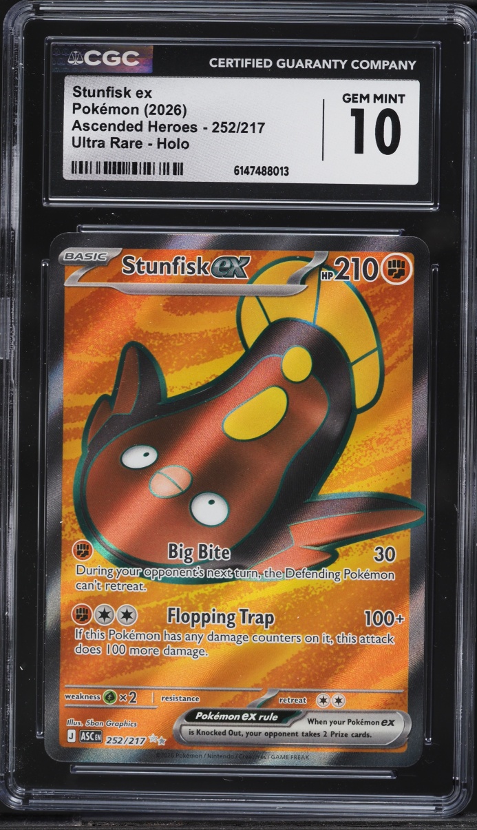 2026 Pokemon Mega Evolution Ascended Heroes Full Art Stunfisk ex #252 CGC 10 GEM MINT