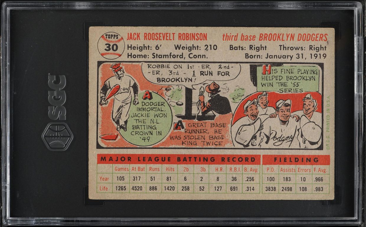 1956 Topps Jackie Robinson #30 SGC 4 VGEX