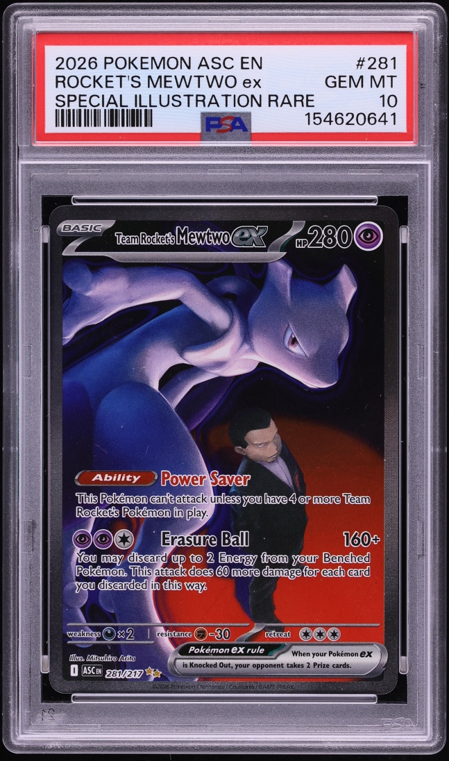 2026 Pokemon Mega Evolution Ascended Heroes SIR Team Rocket's Mewtwo ex #281 PSA 10 GEM MINT