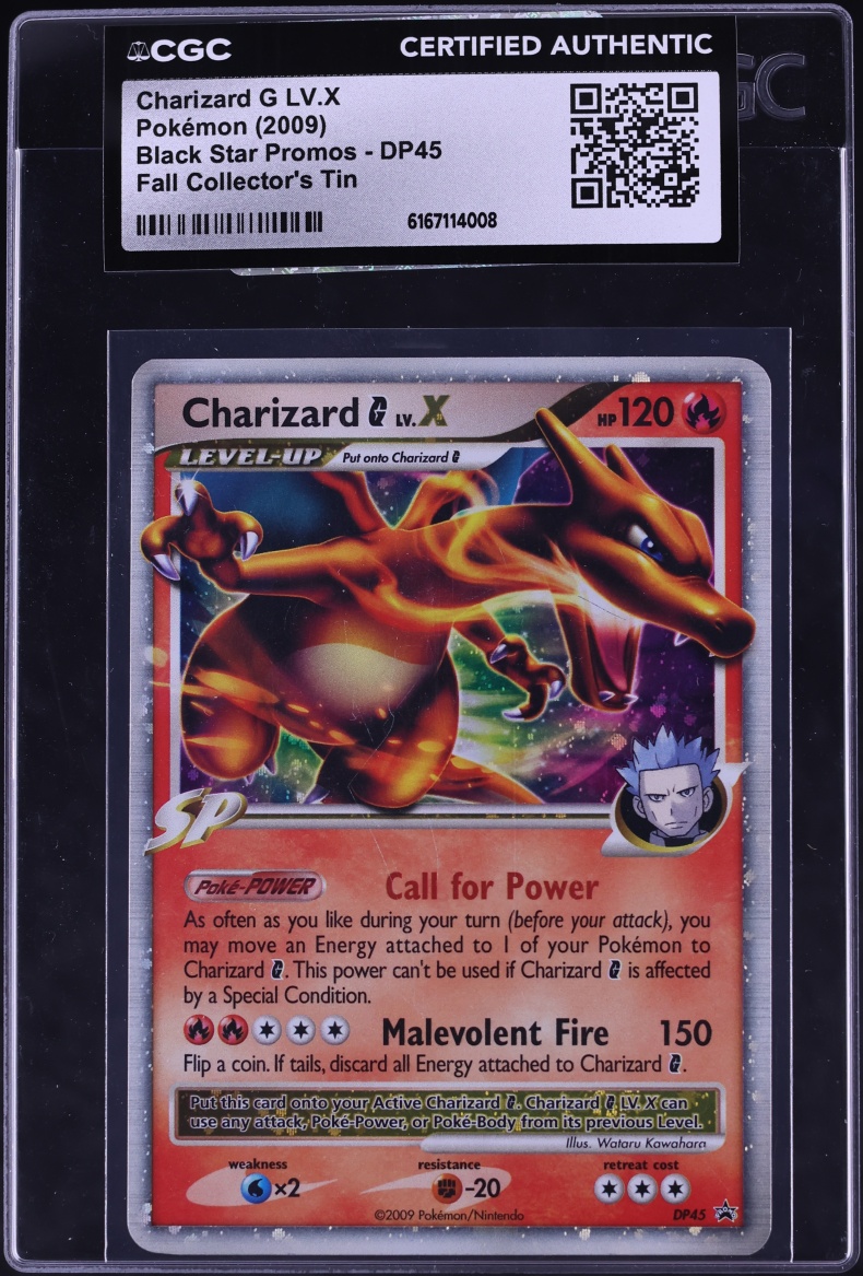 2009 Pokemon Diamond & Pearl Promo Fall Collector's Tins Holo Charizard G LV.X #DP45 CGC AUTH