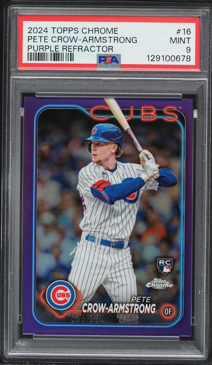 2024 Topps Chrome Purple Refractor Pete Crow-Armstrong ROOKIE /250 #16 PSA 9 MINT