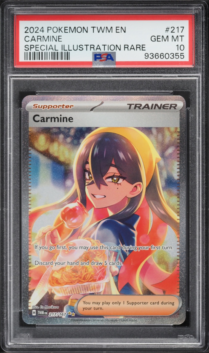 2024 Pokemon Scarlet & Violet Twilight Masquerade SIR Carmine #217 PSA 10 GEM MINT