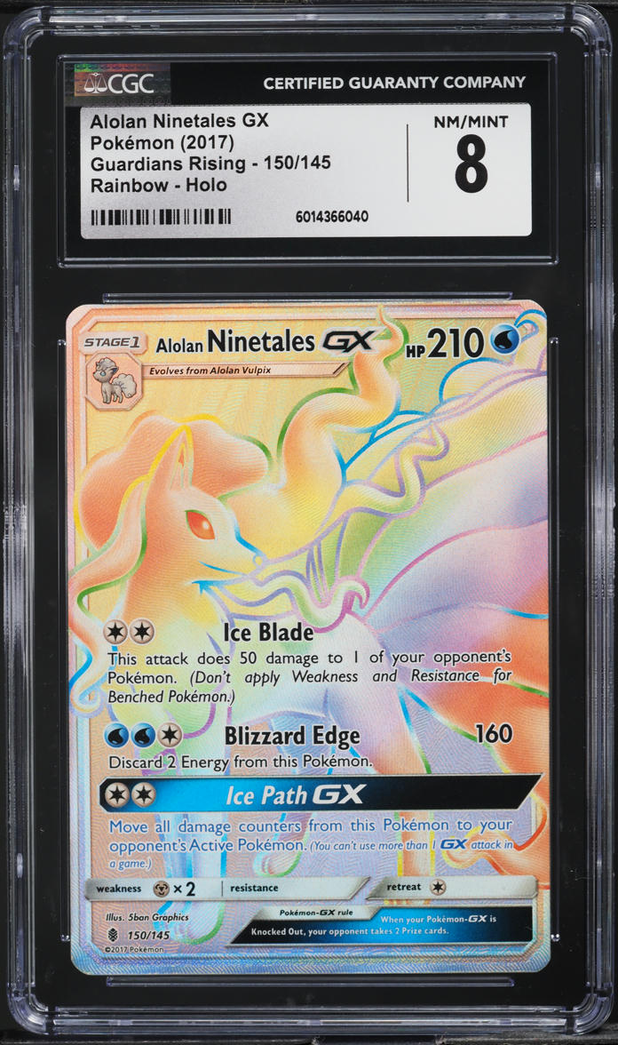 2017 Pokemon SM Guardians Rising Hyper Rare Alolan Ninetales GX #150 CGC 8 NM-MT