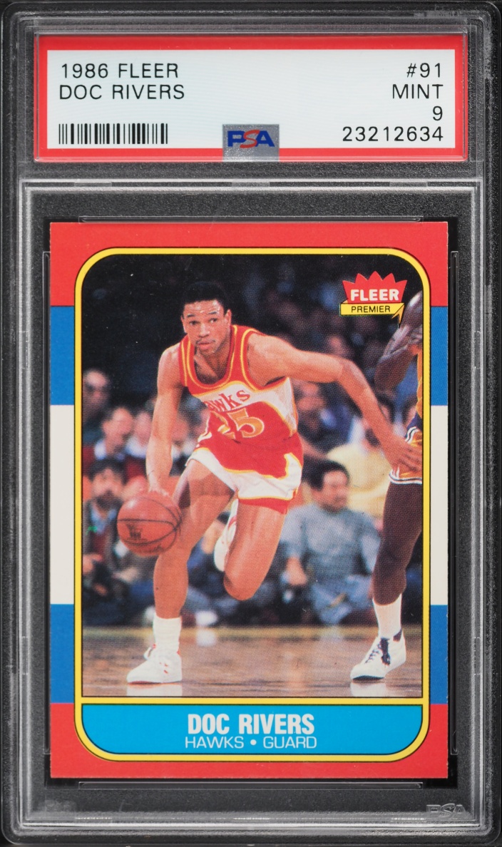 1986 Fleer Basketball Doc Rivers ROOKIE #91 PSA 9 MINT