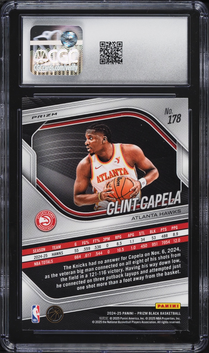 2024 Panini Prizm Black Hyper Clint Capela #178 CGC 9 MINT