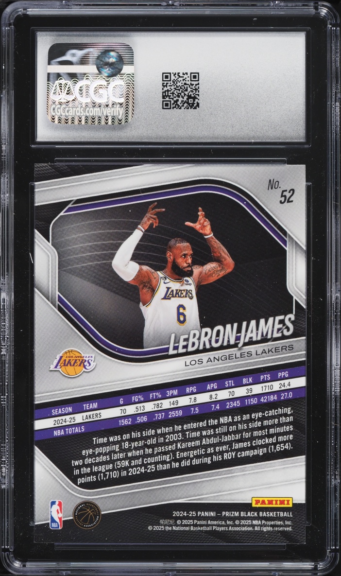 2024 Panini Prizm Black LeBron James #52 CGC 9 MINT