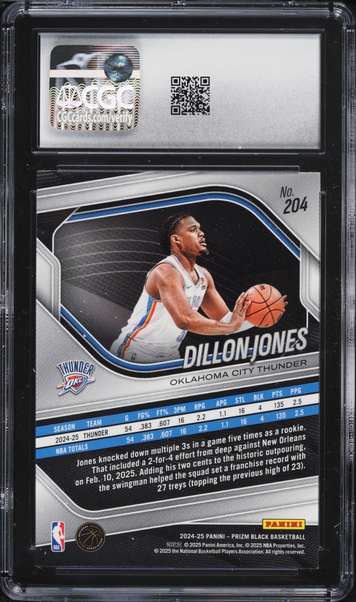 2024 Panini Prizm Black Dillon Jones ROOKIE #204 CGC 7 NRMT