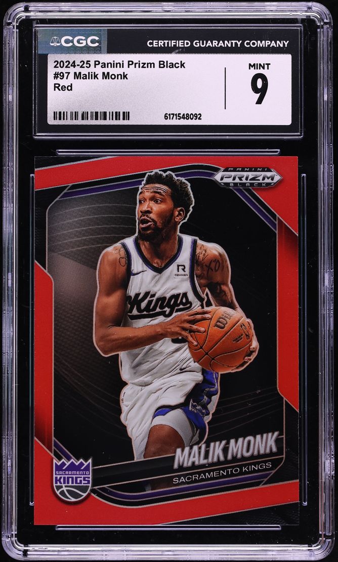 2024 Panini Prizm Black Red Malik Monk /299 #97 CGC 9 MINT