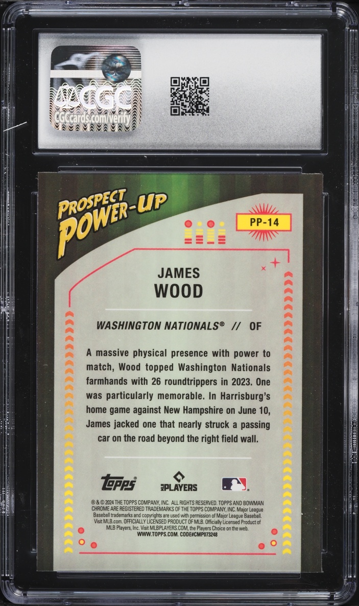 2024 Bowman Chrome Power Up James Wood PROSPECT #PP-14 CGC 9.5 MINT+