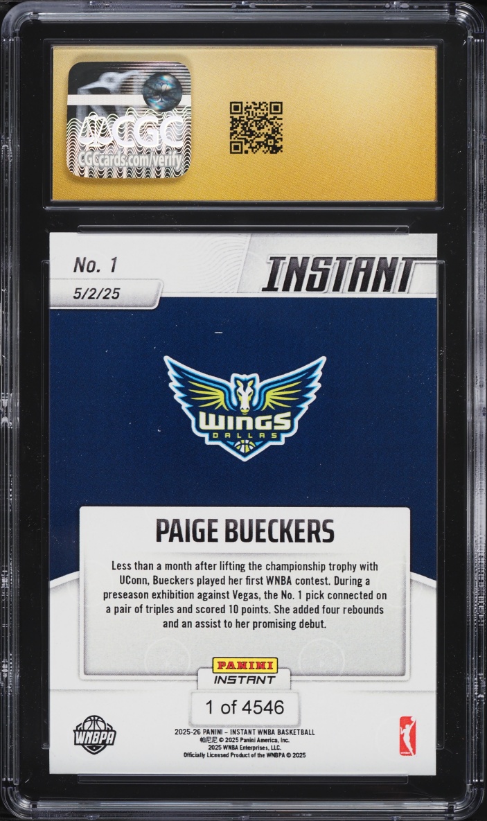 2025 Panini Instant WNBA Paige Bueckers ROOKIE /4546 #1 CGC 10 PRISTINE