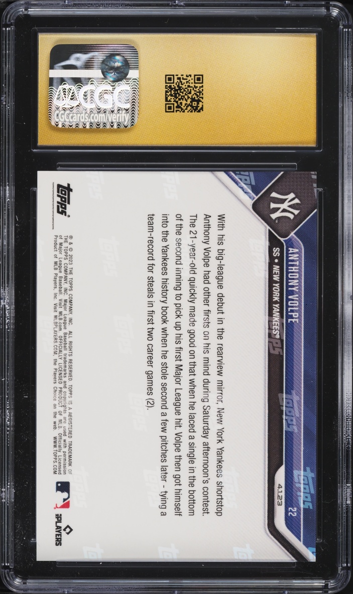 2023 Topps Now Anthony Volpe ROOKIE #22 CGC 10 PRISTINE