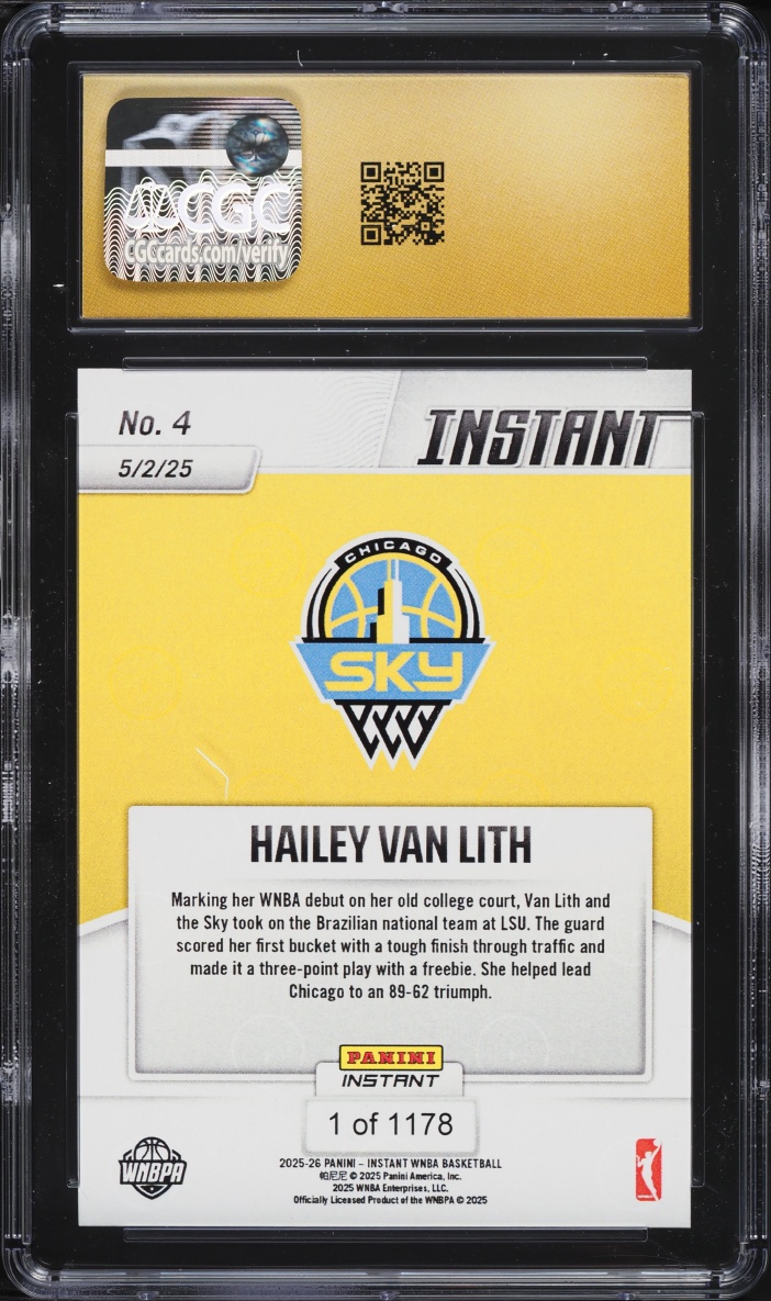 2025 Panini Instant WNBA Hailey Van Lith ROOKIE /1178 #4 CGC 10 PRISTINE