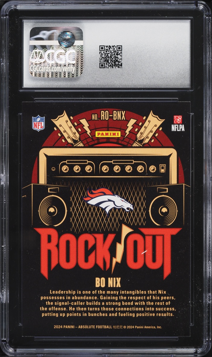 2024 Absolute Rock Out Bo Nix ROOKIE #RO-BNX CGC 8.5 NM-MT+