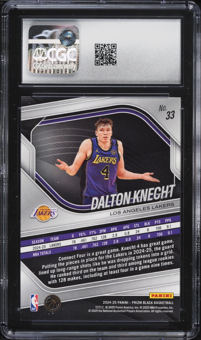 2024 Panini Prizm Black Dalton Knecht ROOKIE #33 CGC 9 MINT